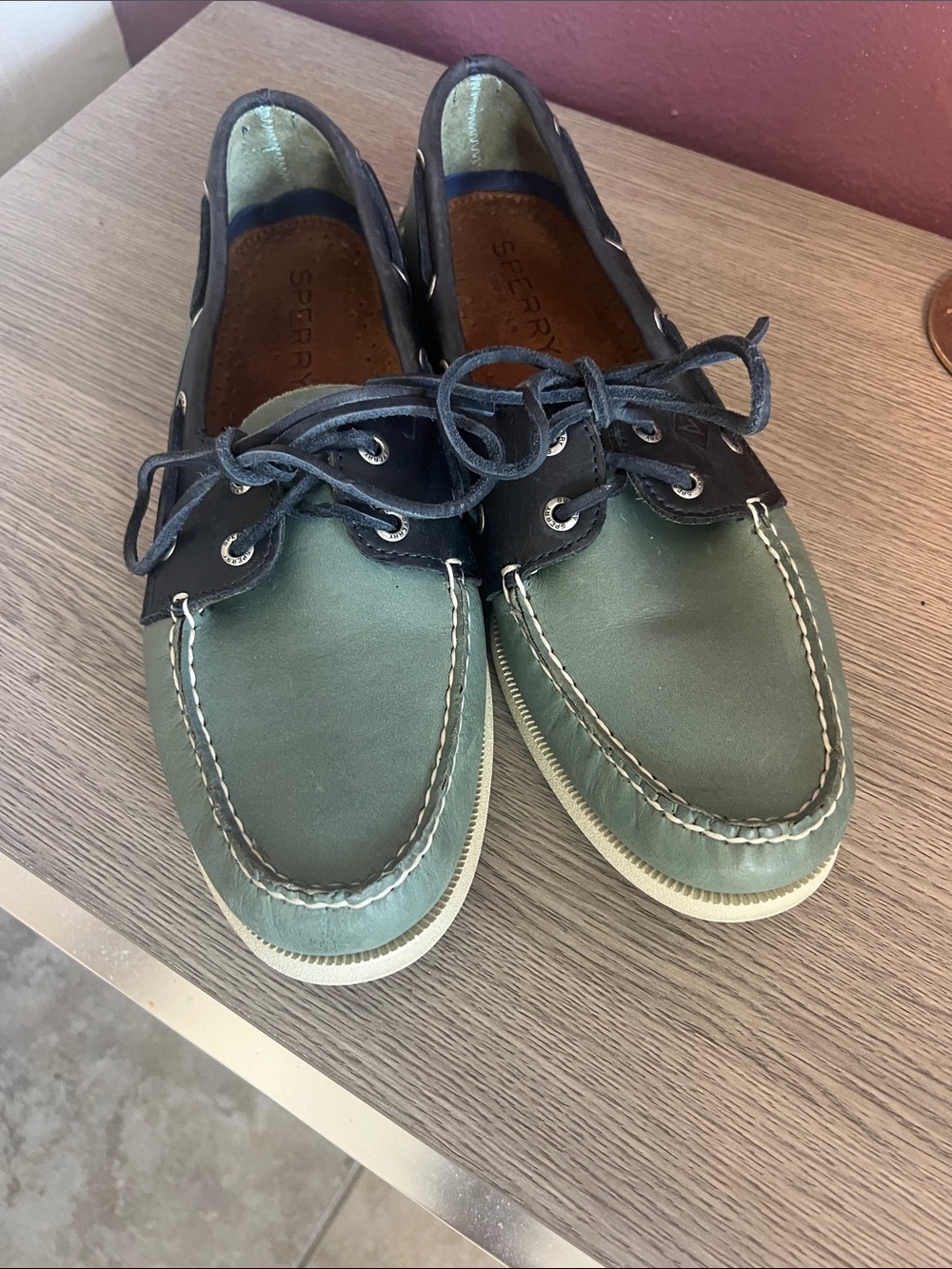 Sperry Two-Tone Teal and Navy Leather Boat Shoes